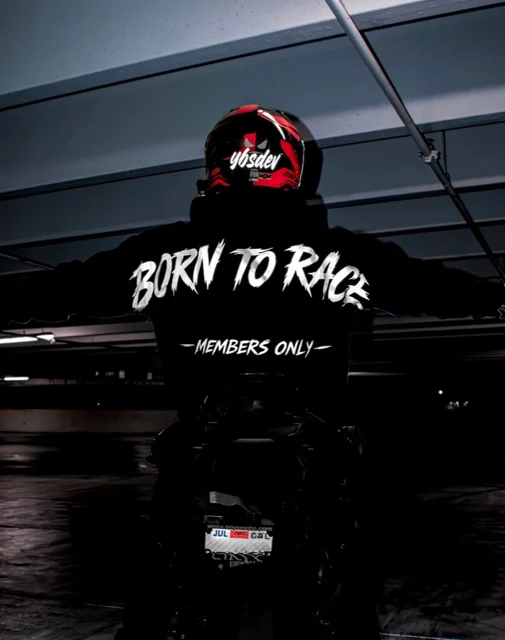 Black Born To Race reflective hoodie